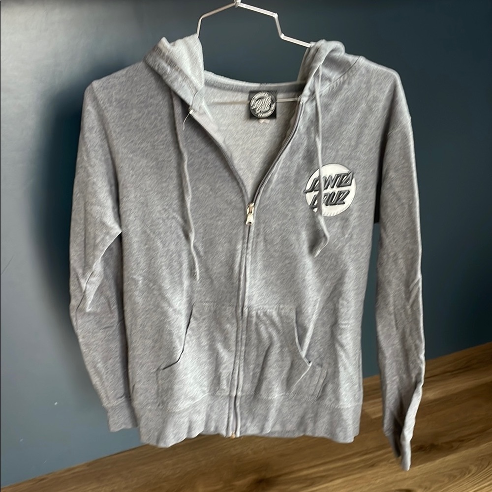 Santa Cruz Skateboards Gray Zip-Up Hoodie with Logo